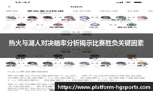 热火与湖人对决赔率分析揭示比赛胜负关键因素